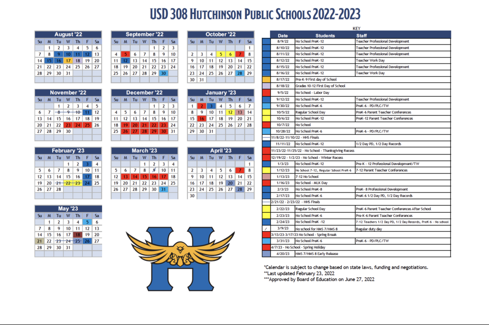 Updated Academic Calendar Approved | Hutchinson Athletics