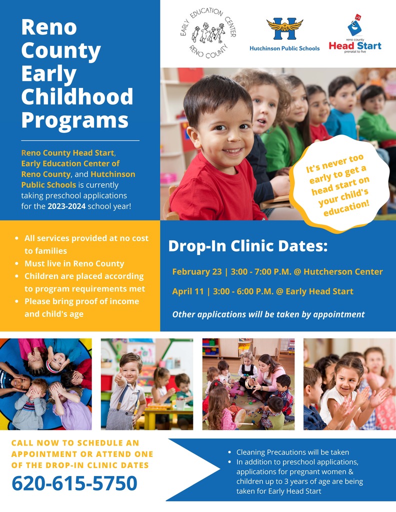 Reno County Early Childhood Programs call 620-615-5750 for more information